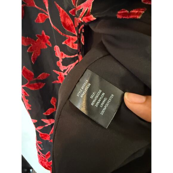 Hutch Red Black Velvet Floral Wrap Maxi Dress Womens XL Boho Maximalist Formal - Picture 15 of 15